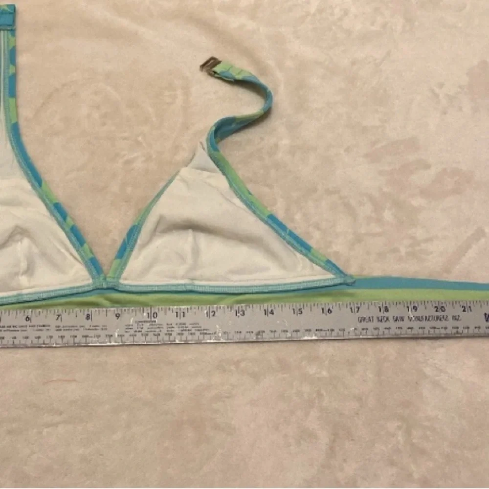 Anne Klein Light Blue and Green Floral Bikini Top